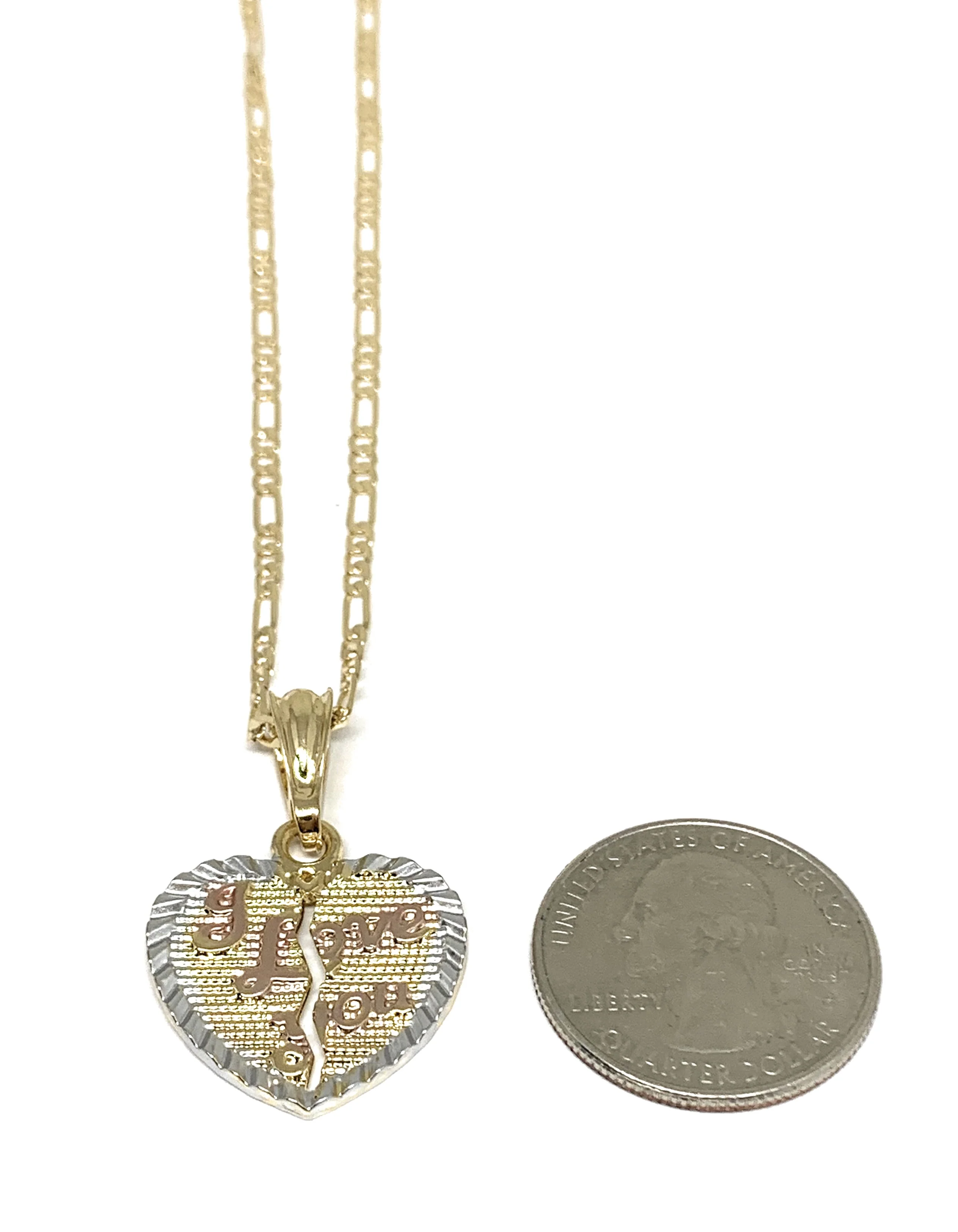 Gold Plated Yellow "I Love You" Heart Pendant Necklace 24" - Image 2