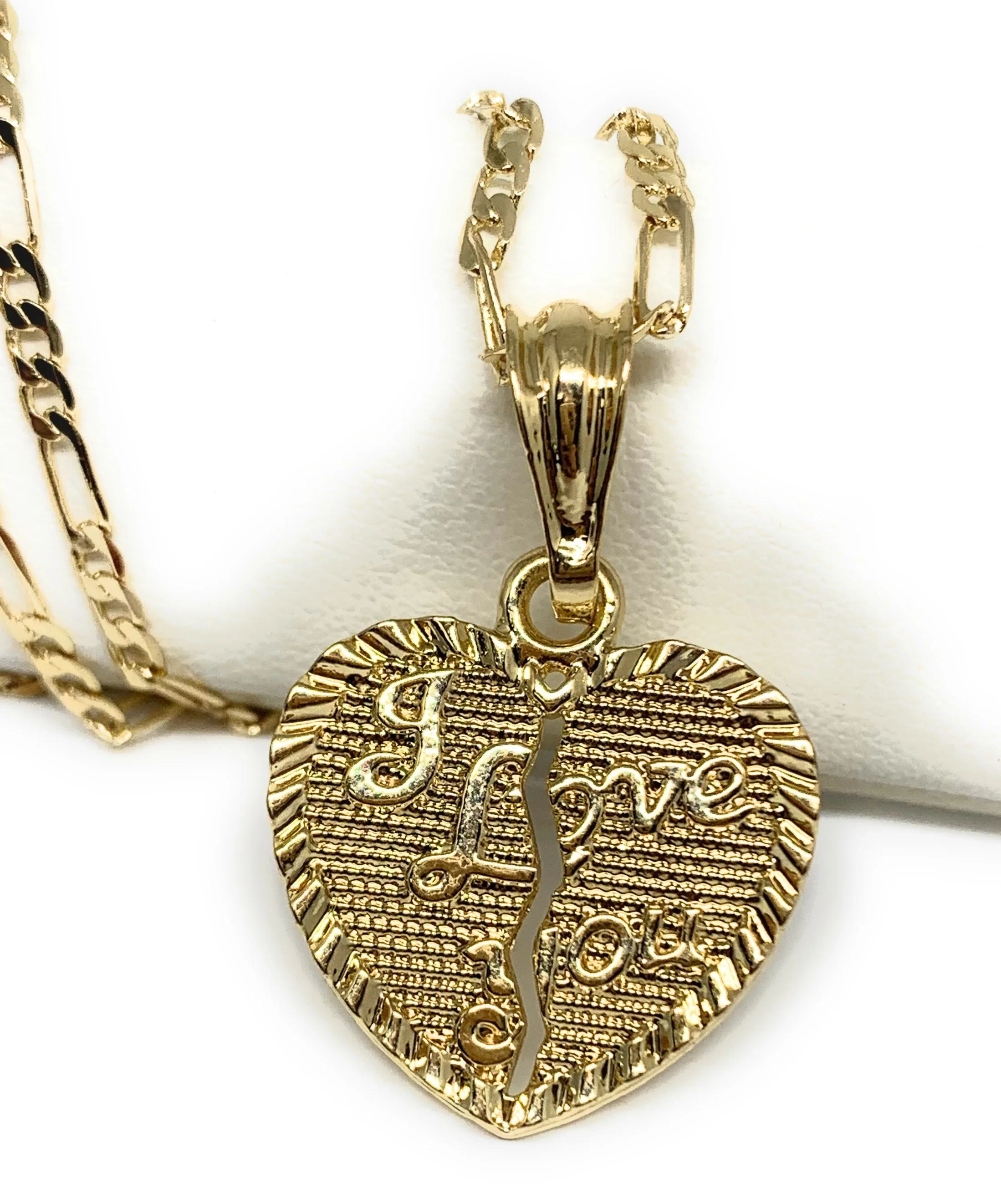 Gold Plated Yellow "I Love You" Heart Pendant Necklace 24" - Image 3
