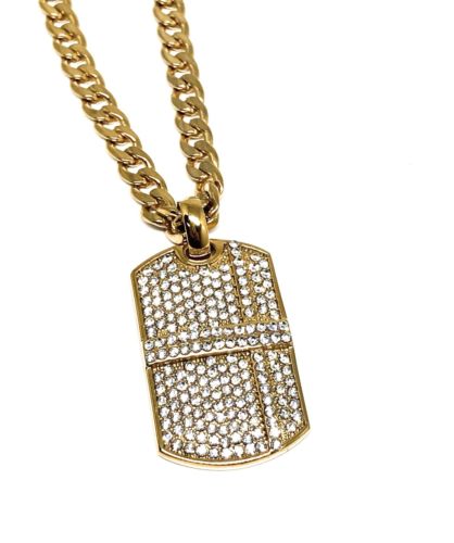 Hip Hop Gold Plated Iced Out CZ Dog Tag Army Pendant 30" Cuban Link Chain 7mm - Image 10