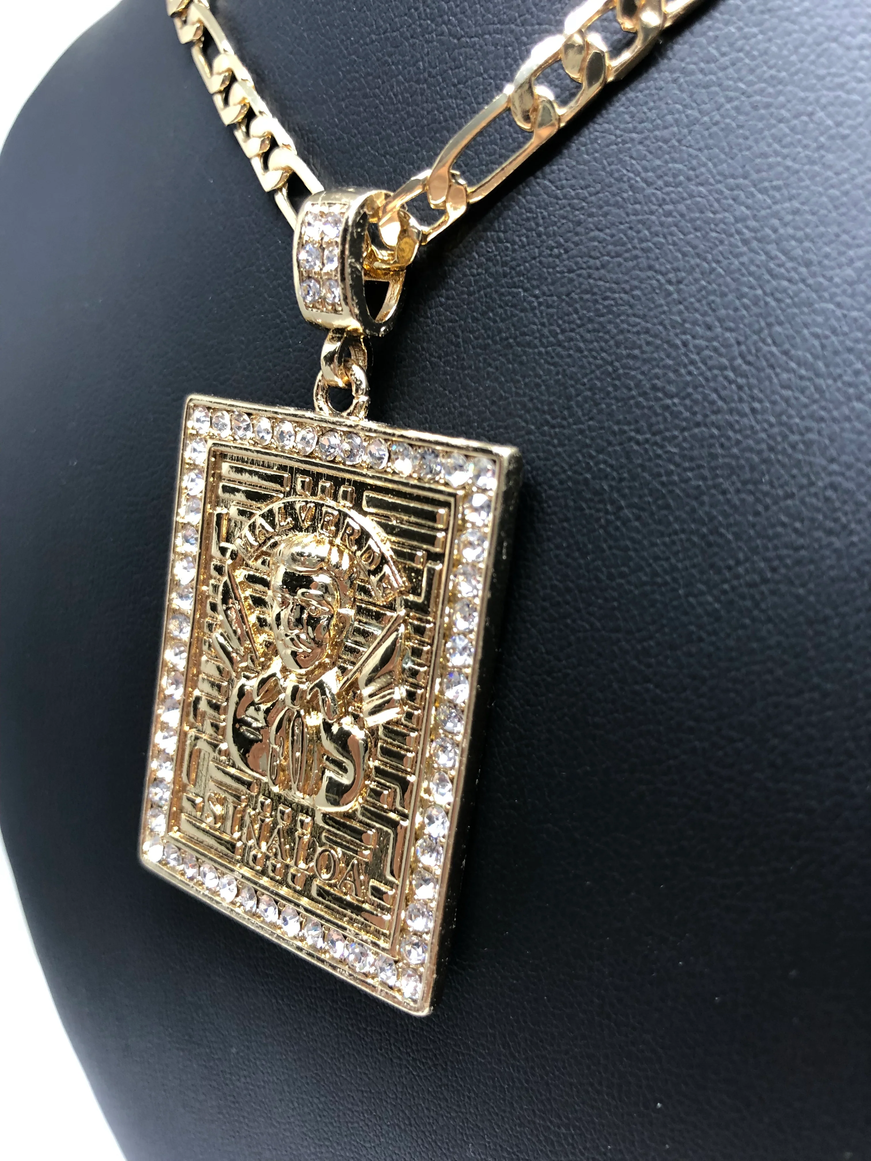 Jesus Malverde protection pendant necklace 26" chain Proteccion Medalla - Image 10