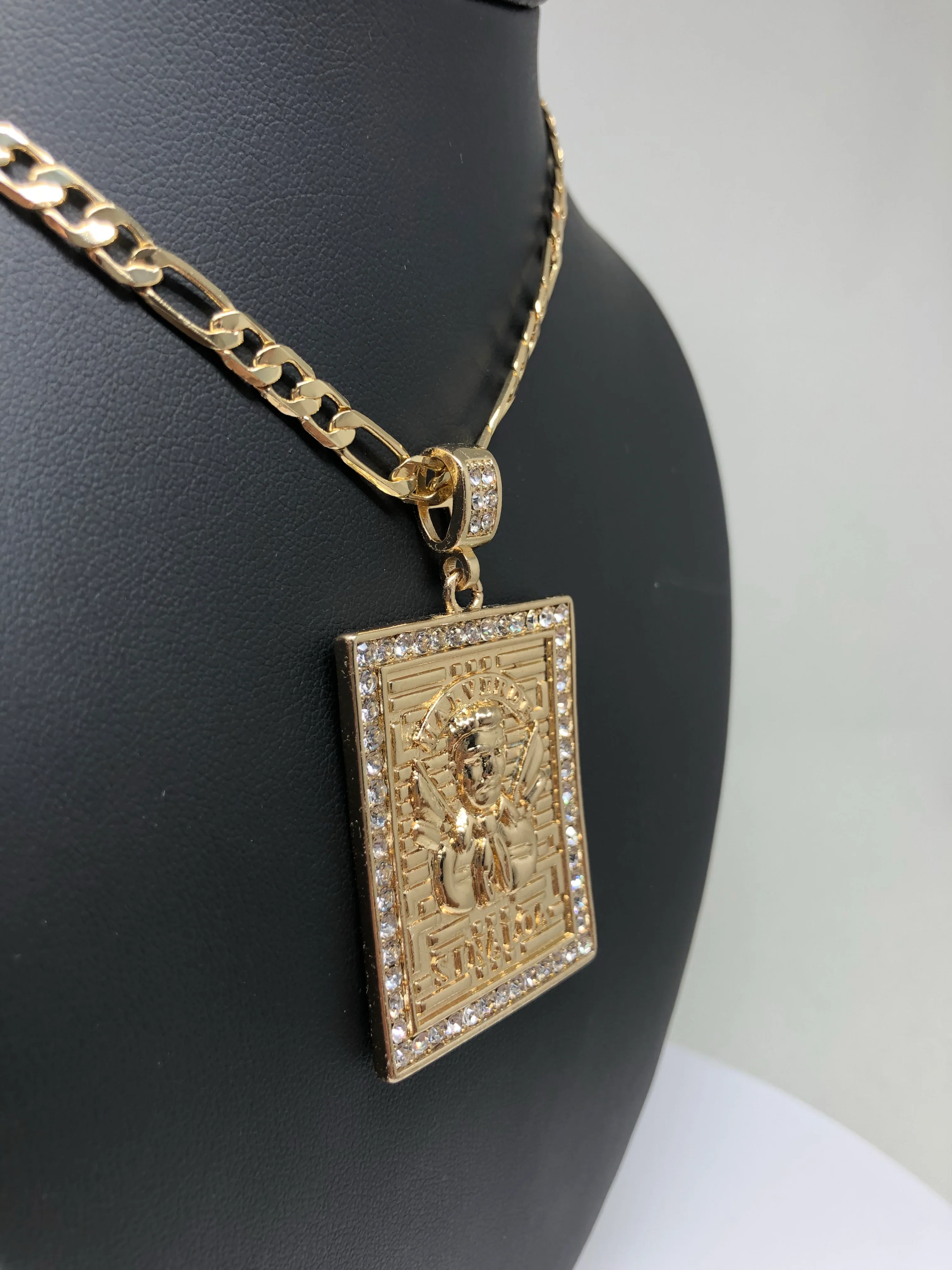 Jesus Malverde protection pendant necklace 26" chain Proteccion Medalla - Image 4