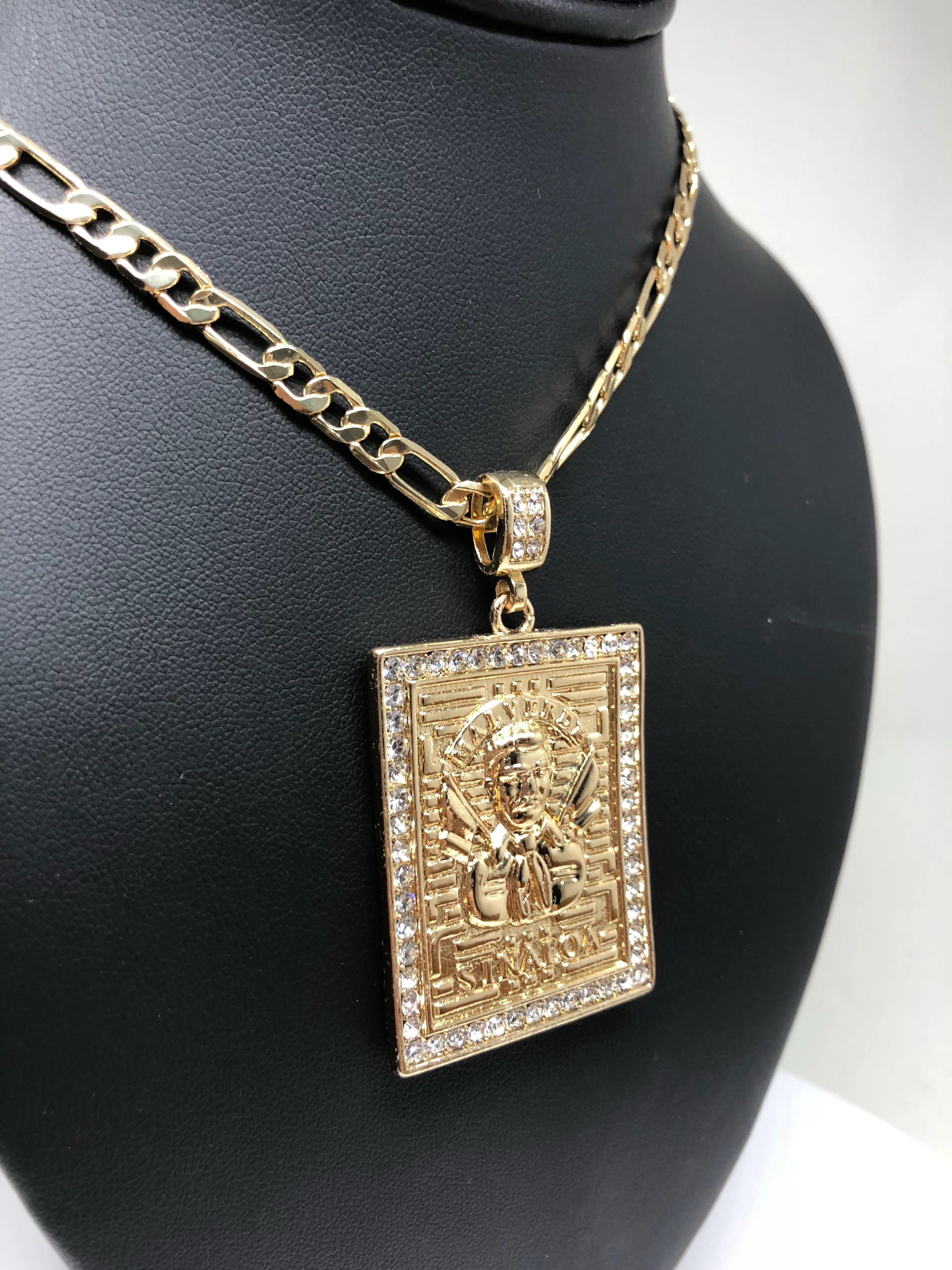 Jesus Malverde protection pendant necklace 26" chain Proteccion Medalla - Image 5