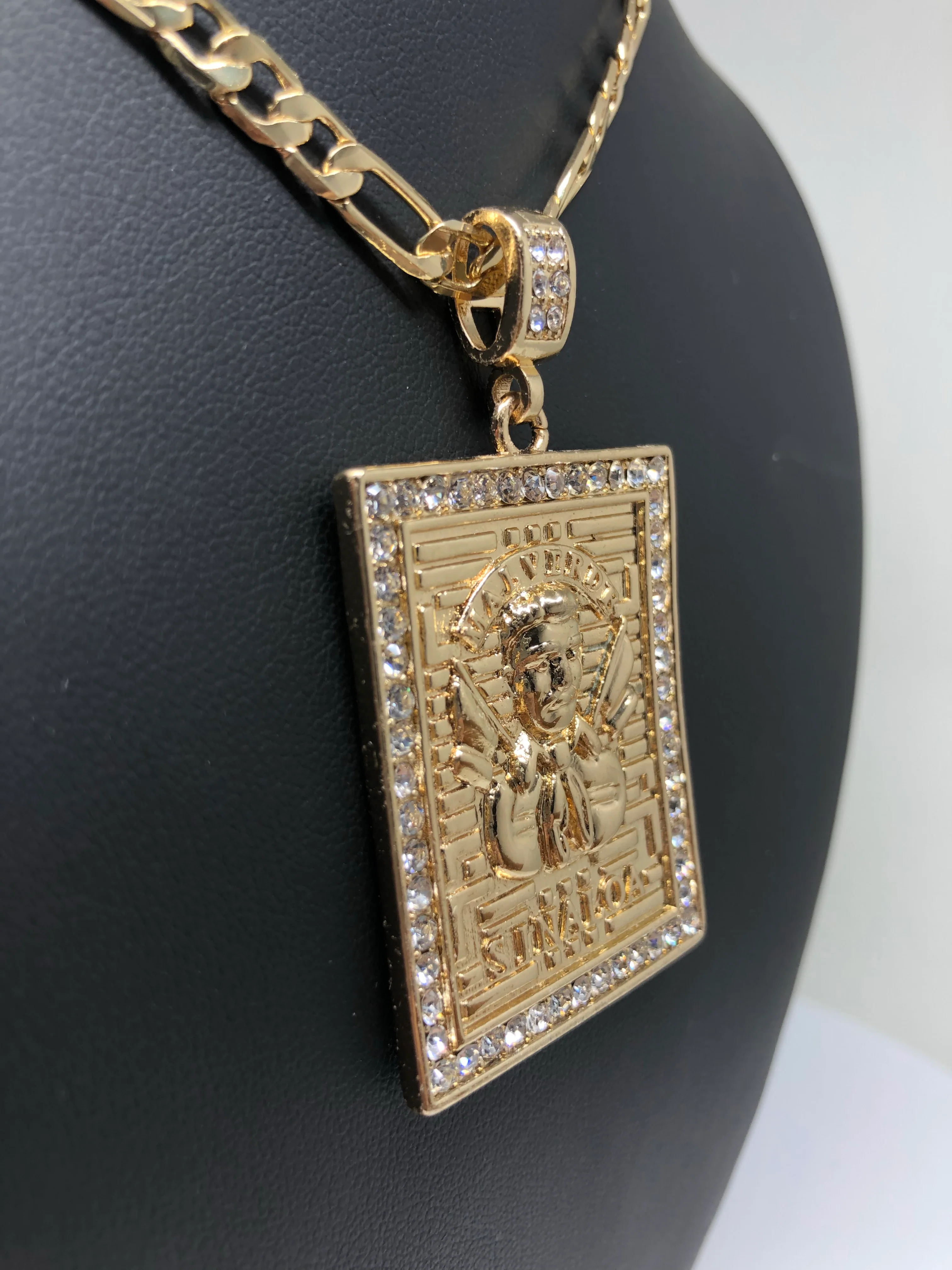 Jesus Malverde protection pendant necklace 26" chain Proteccion Medalla - Image 7