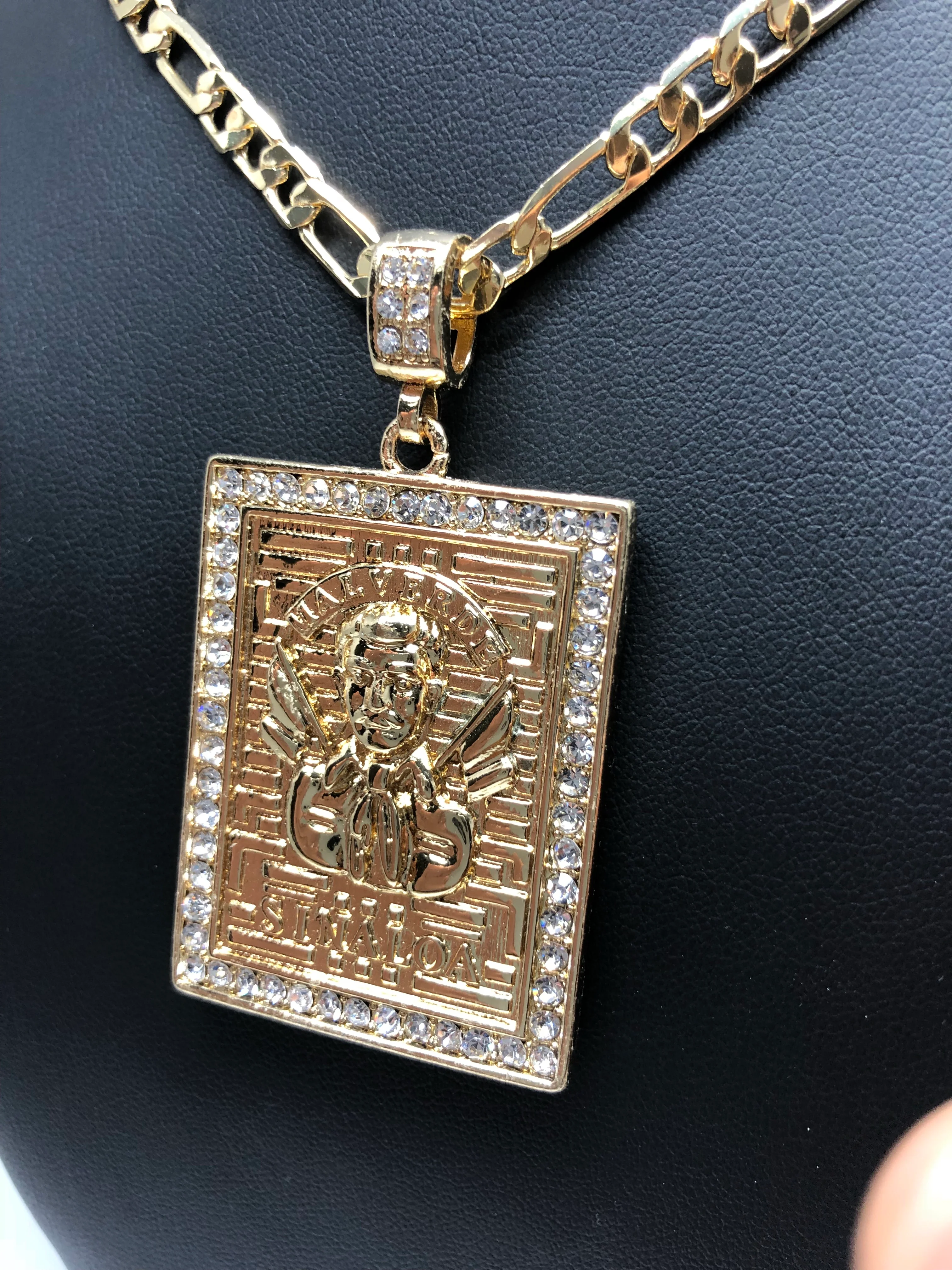 Jesus Malverde protection pendant necklace 26" chain Proteccion Medalla - Image 9