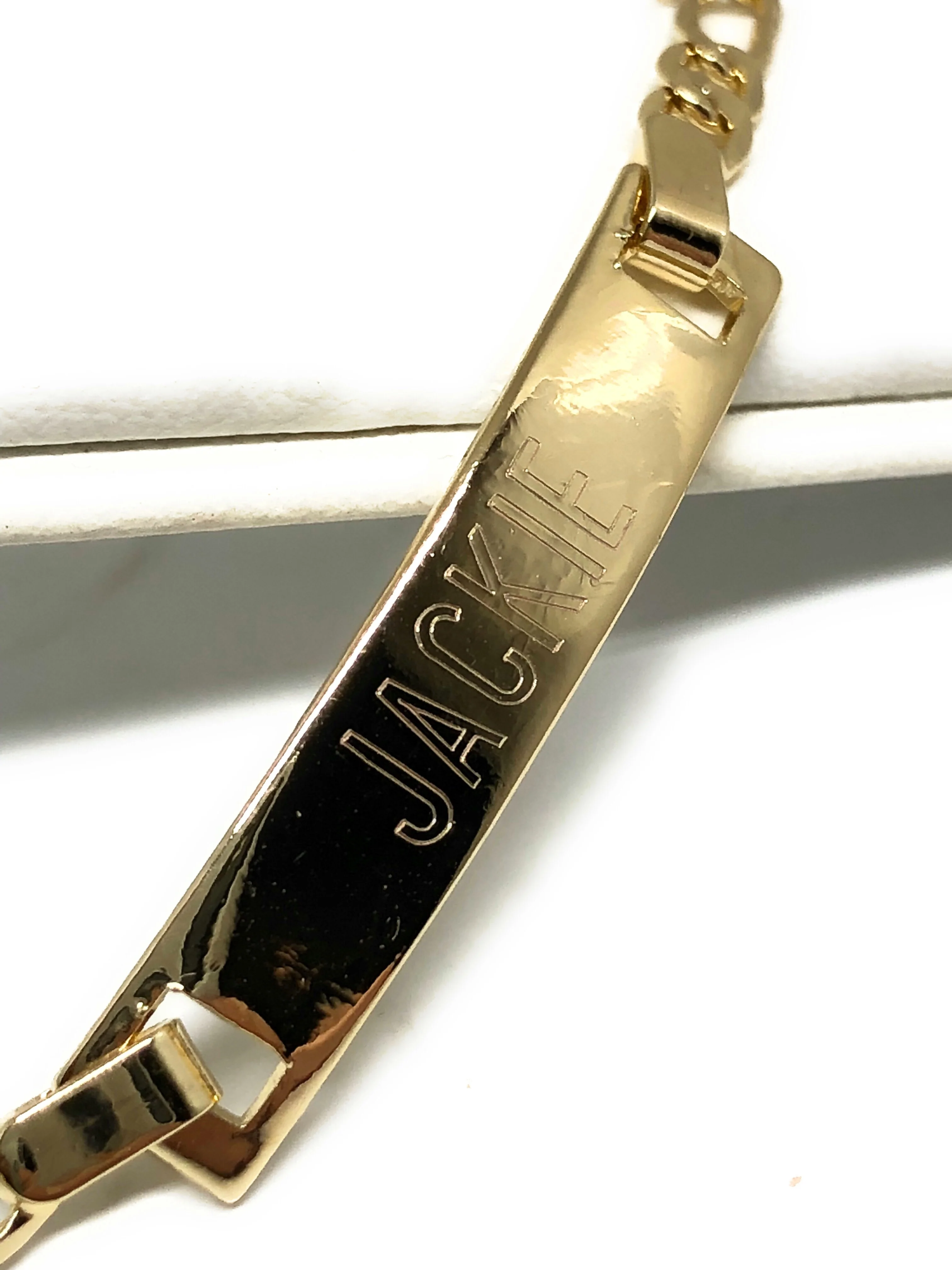 Kids’s Ages 1-6 Gold Plated ID Figaro Bracelet 5.5” 3mm Width Esclava - Image 8