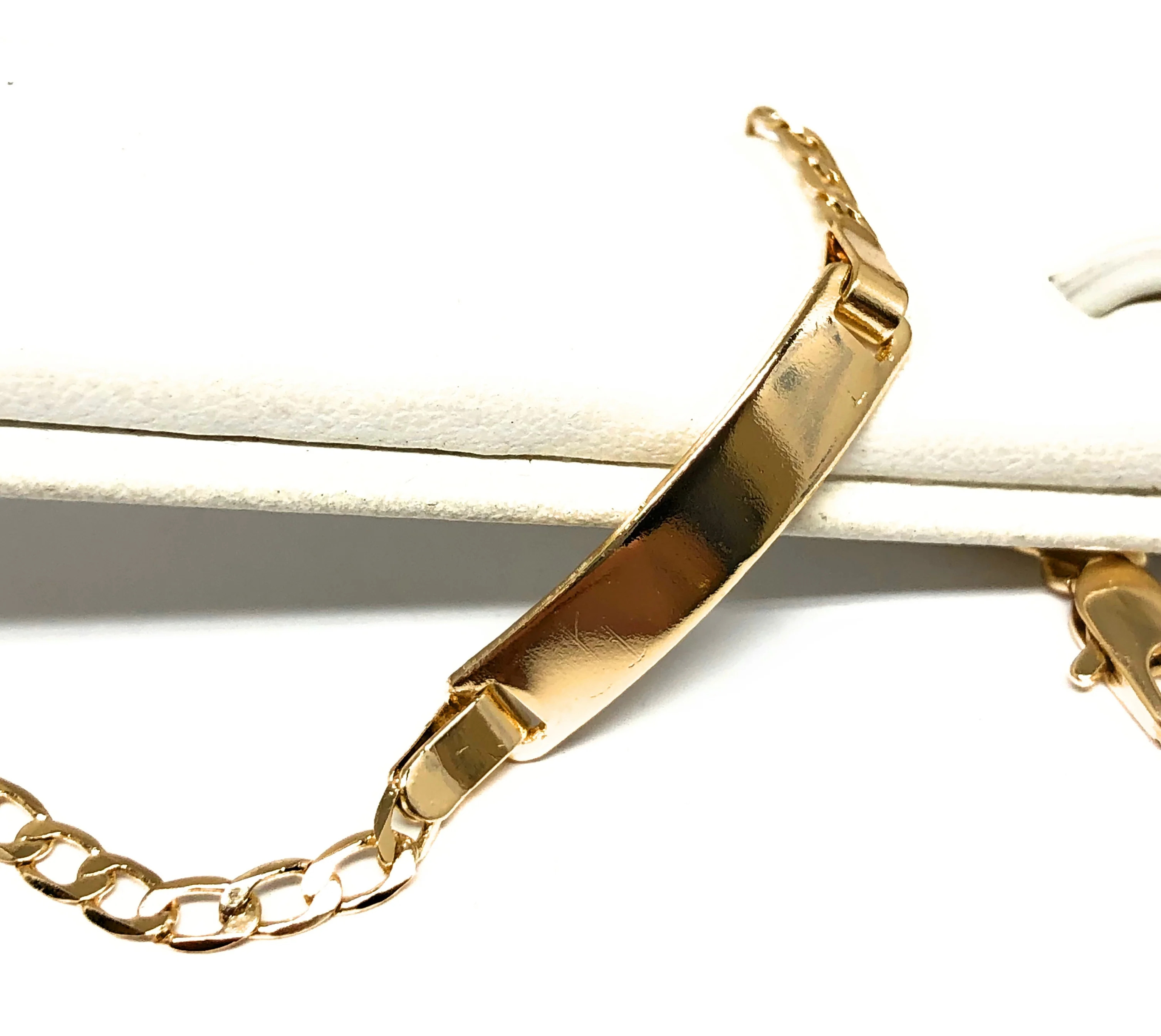 Kids’s Ages 1-6 Gold Plated ID Cuban Link Bracelet 5.5” 3mm Width Esclava