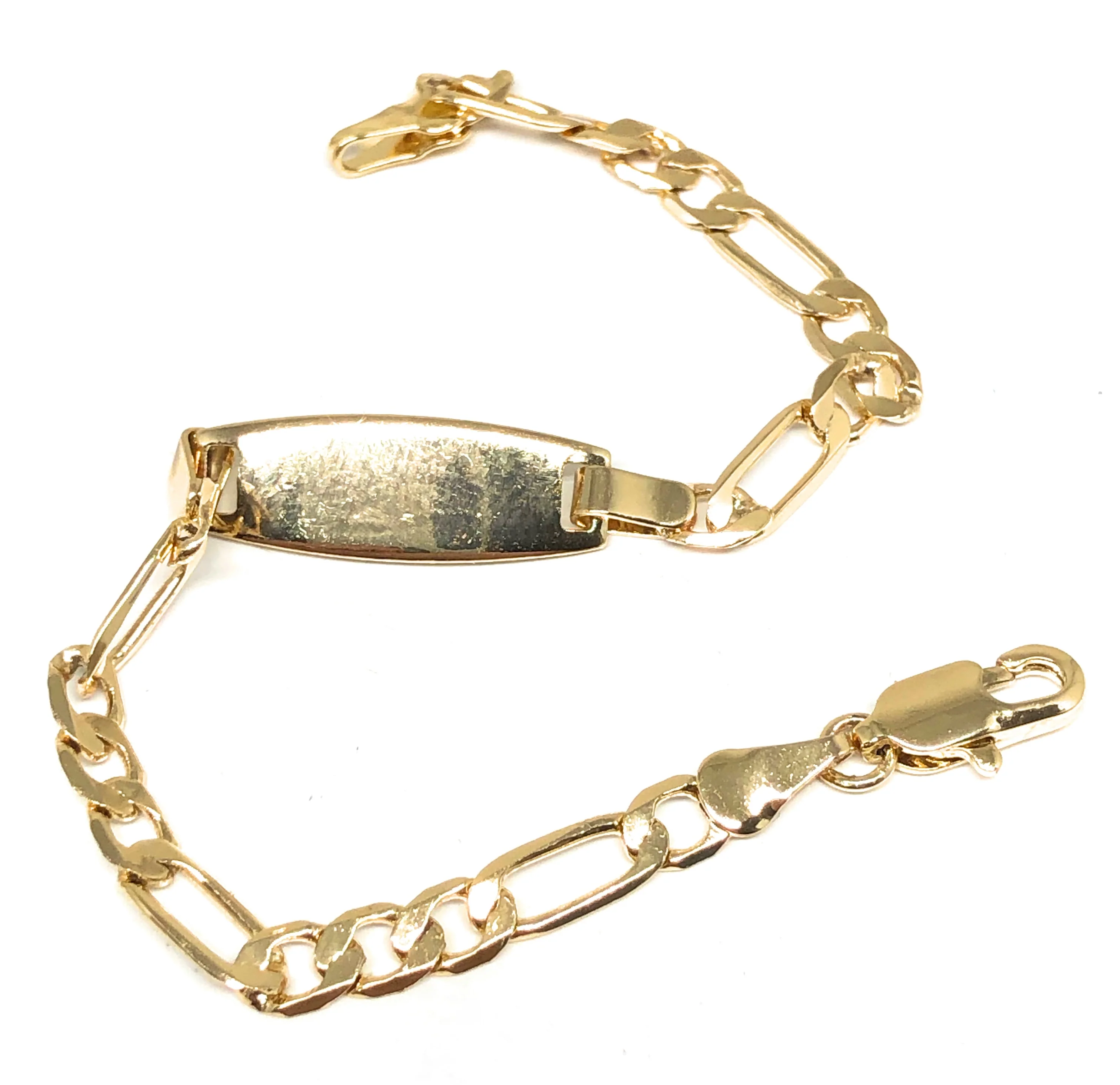 Kids’s Ages 7-13 Gold Plated ID Bracelet 6.5” 3mm Width Esclava - Image 3