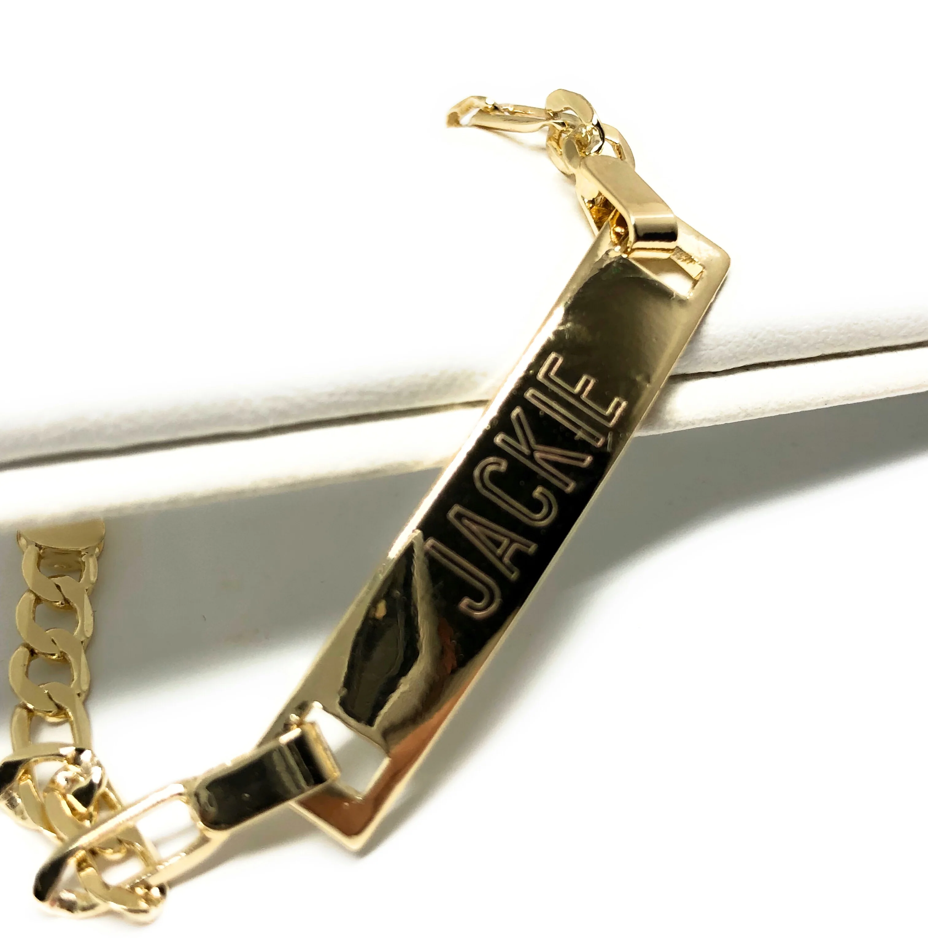 Kids’s Ages 7-13 Gold Plated ID Bracelet 6” 3mm Width Esclava - Image 5
