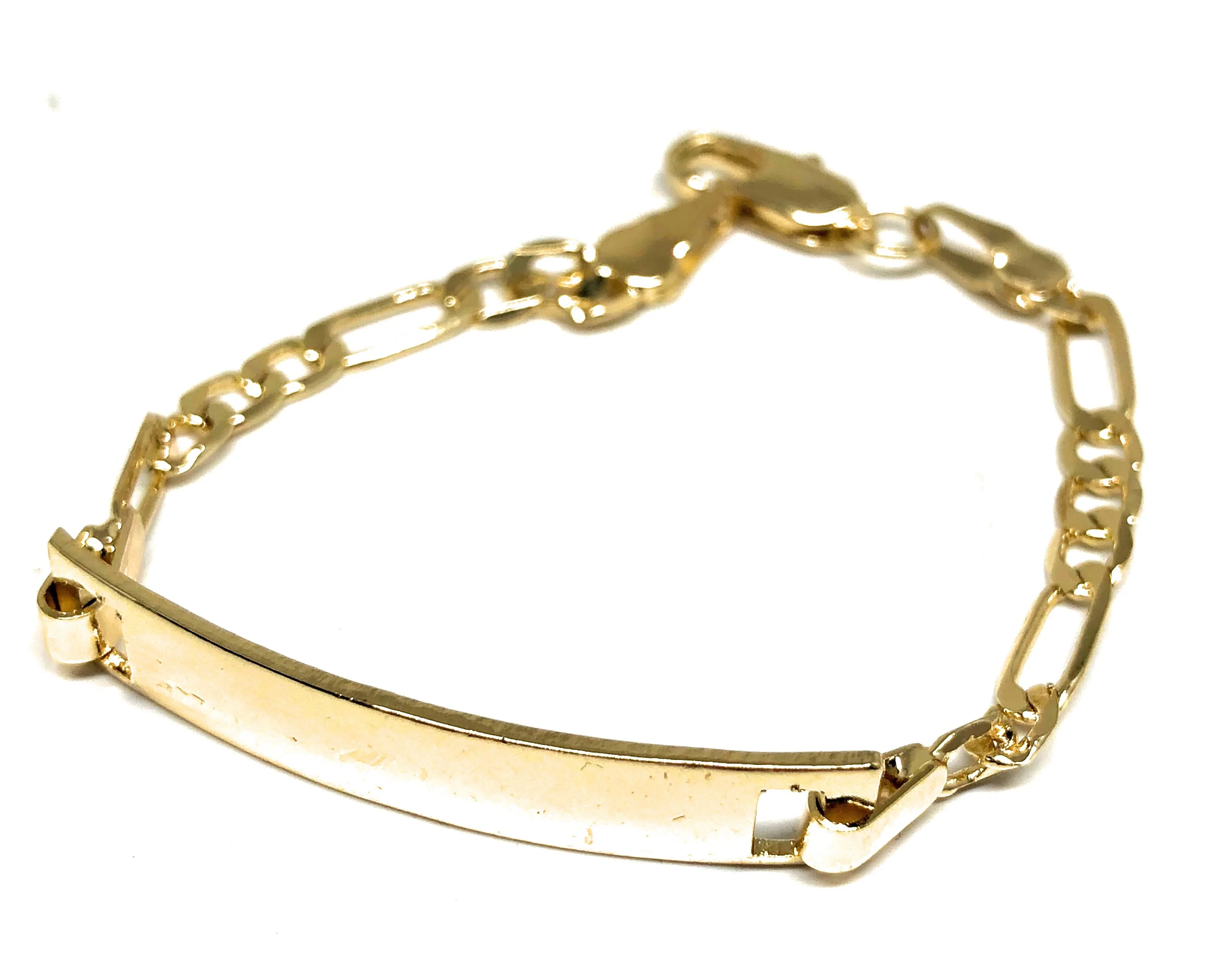 Kids’s Ages 7-13 Gold Plated ID Bracelet 6” 3mm Width Esclava - Image 6