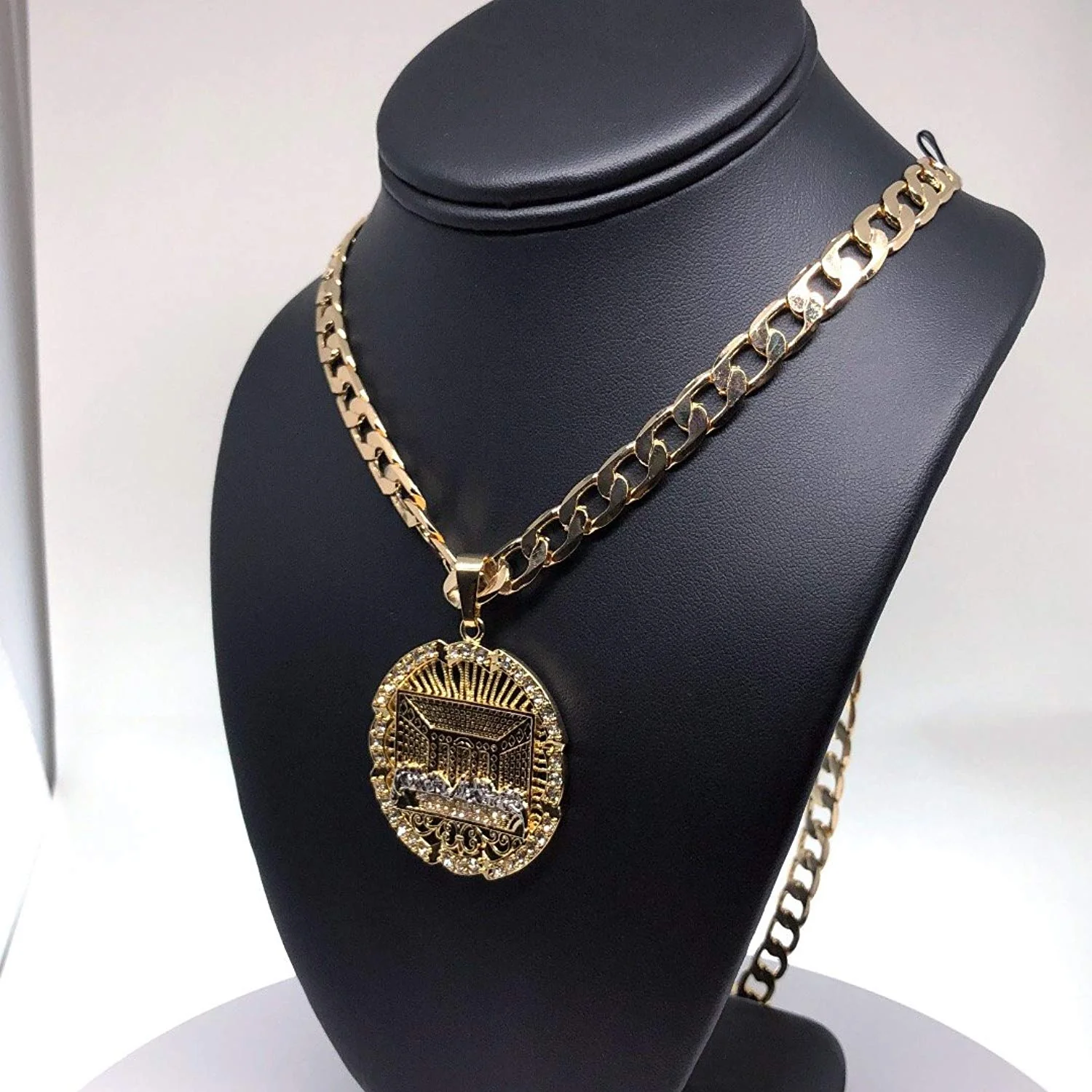 Men Iced Out Hip Hop Gold Plated Last Supper CZ Pendant Necklace 26" Cuban Link Chain 8mm - Image 4