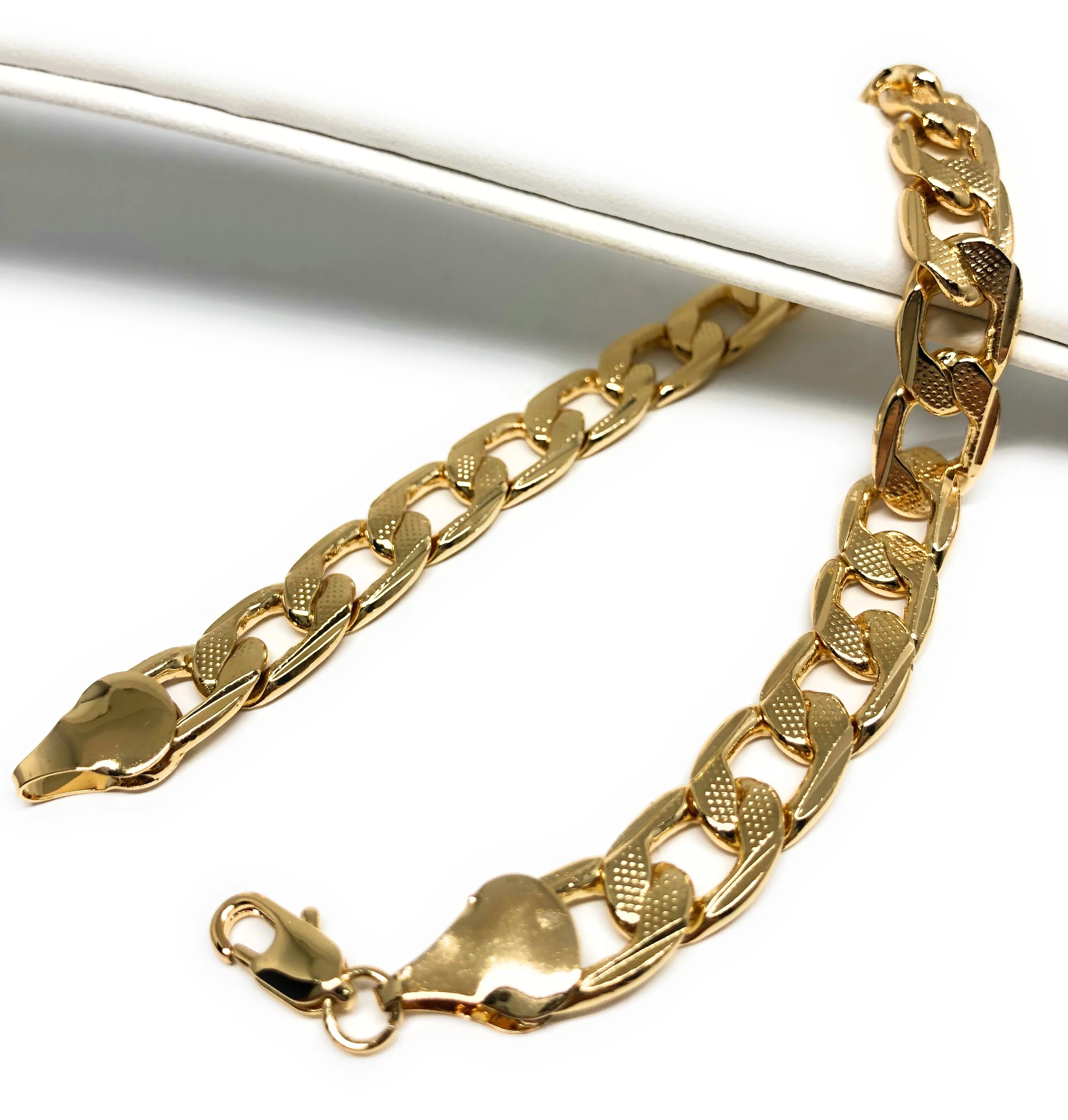 Men’s Gold Plated Cuban Link Bracelet 8” 9mm Width Esclava - Image 3