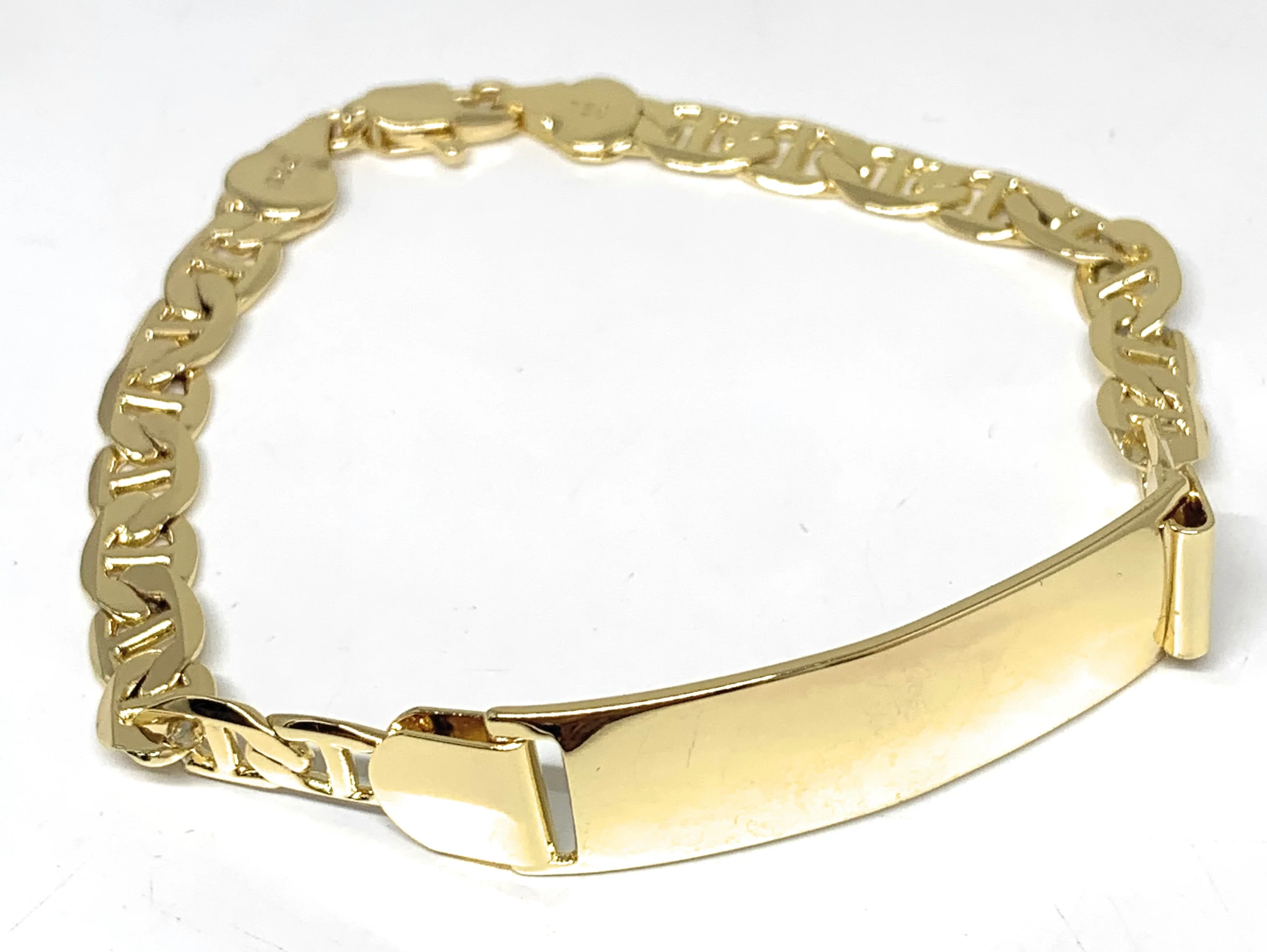 Men’s Gold Plated ID Bracelet VALENTINO Mariner Link 8.5” 8mm Width Esclava