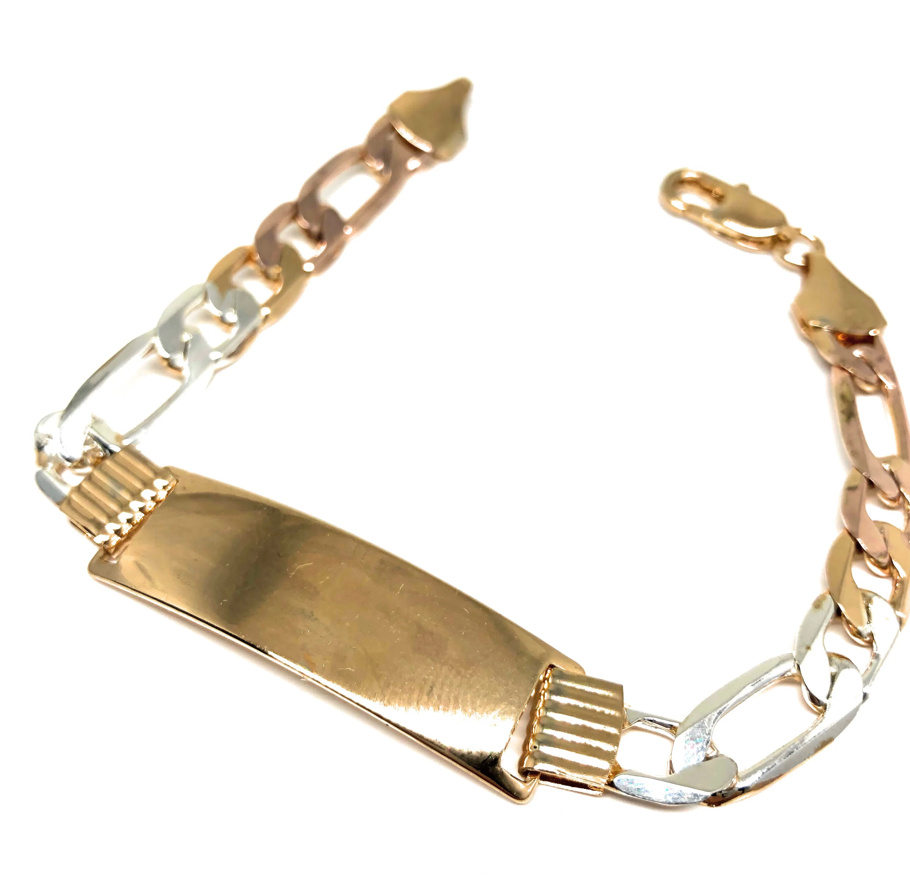 Men’s Gold Plated Tri-color ID Bracelet 8.5” 8mm Width Esclava - Image 5