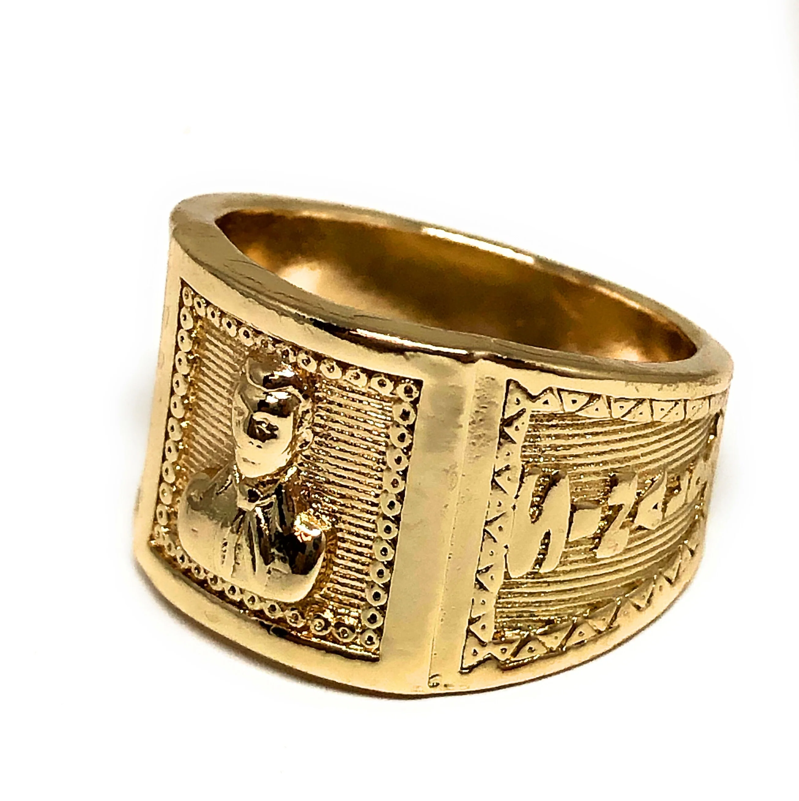 Men's Gold Plated Jesus Malverde Sinaloa Ring Anillo