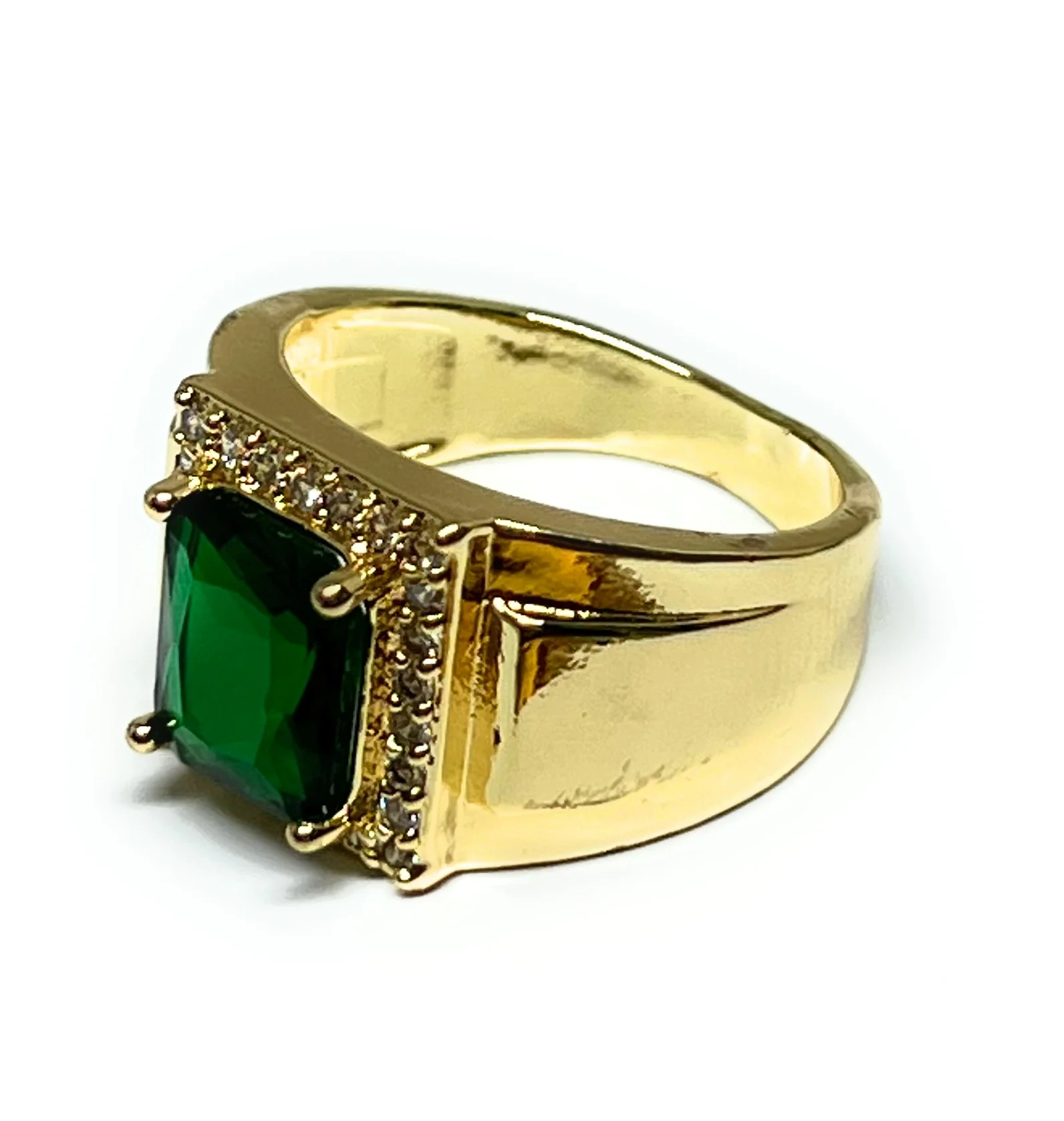 Men's Gold Plated Single Stone Cubic Zirconia Ring Anillo - Image 10