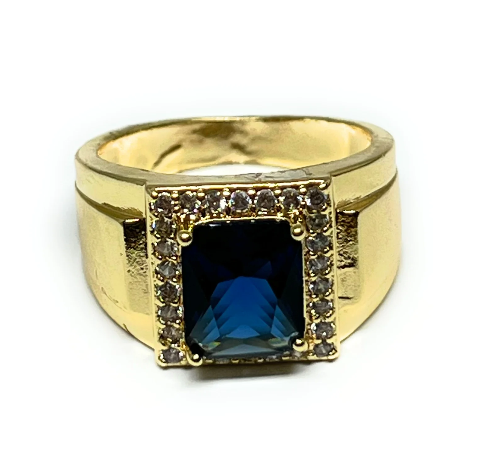 Men's Gold Plated Single Stone Cubic Zirconia Ring Anillo - Image 3