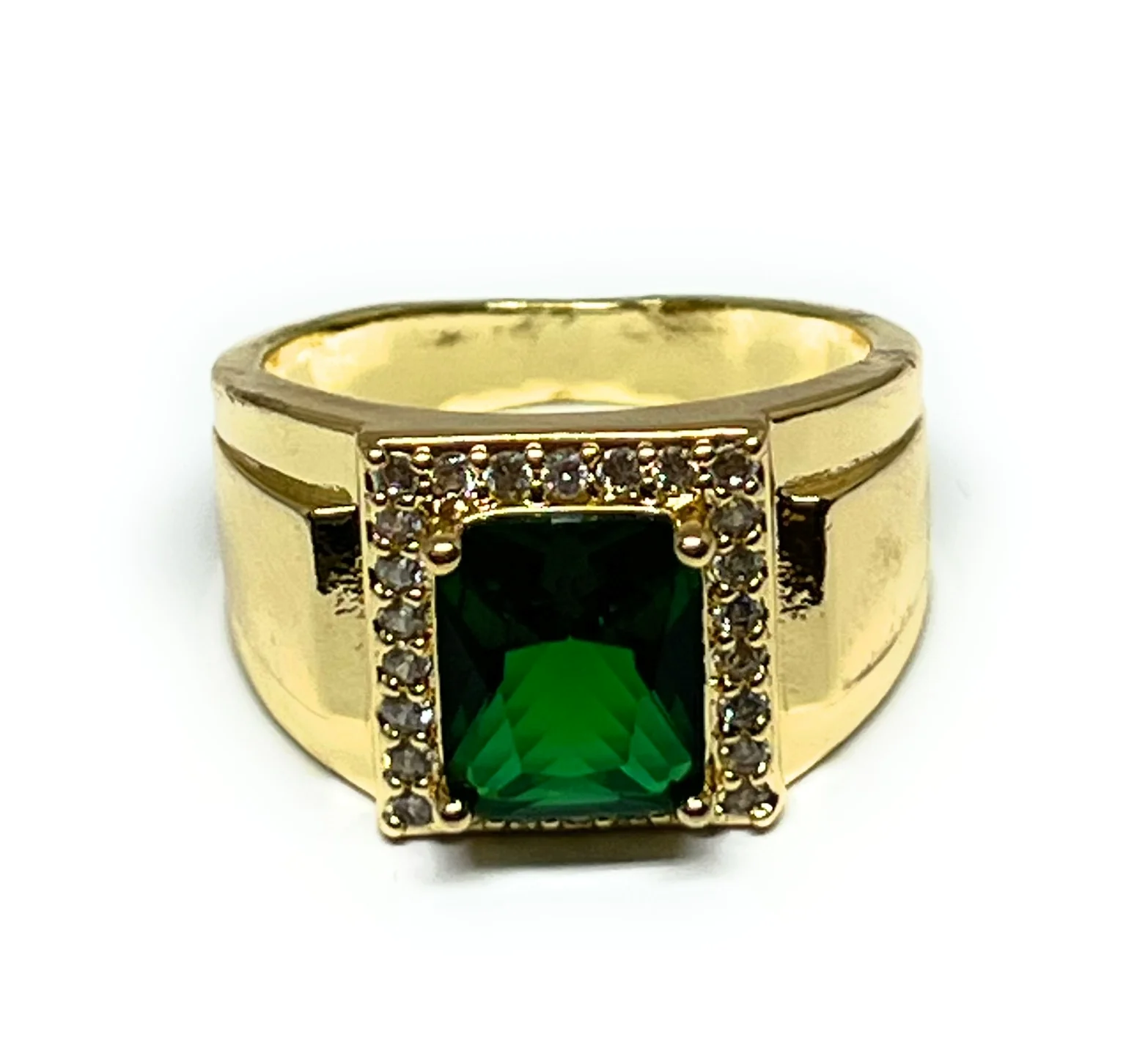 Men's Gold Plated Single Stone Cubic Zirconia Ring Anillo - Image 4