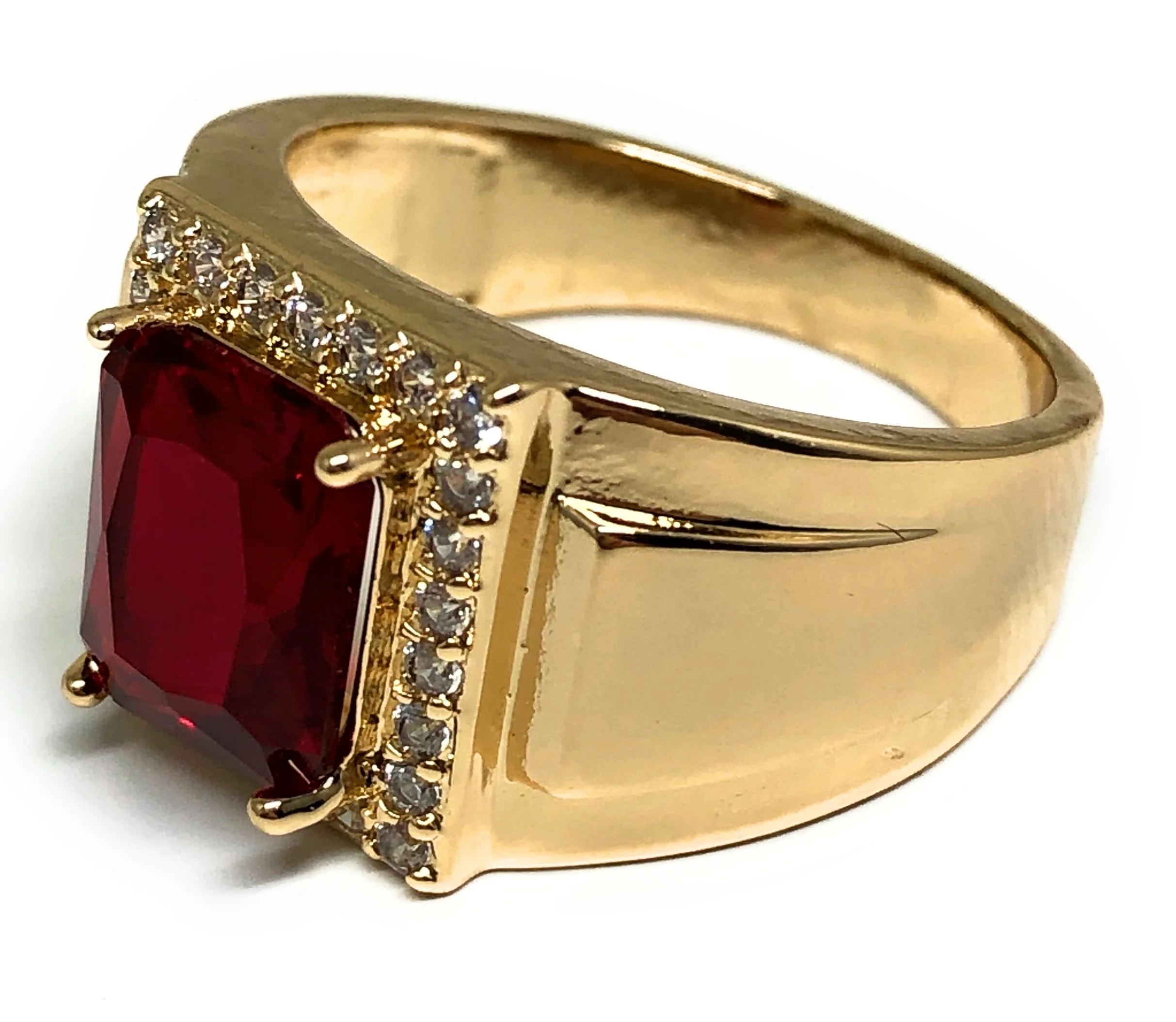 Men's Gold Plated Single Stone Cubic Zirconia Ring Anillo - Image 7