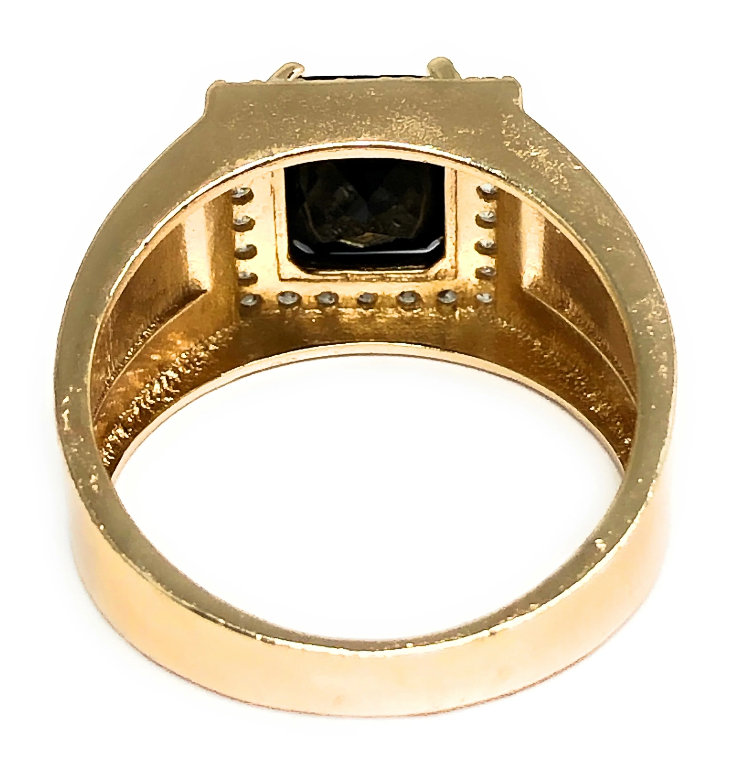 Men's Gold Plated Single Stone Cubic Zirconia Ring Anillo - Image 8