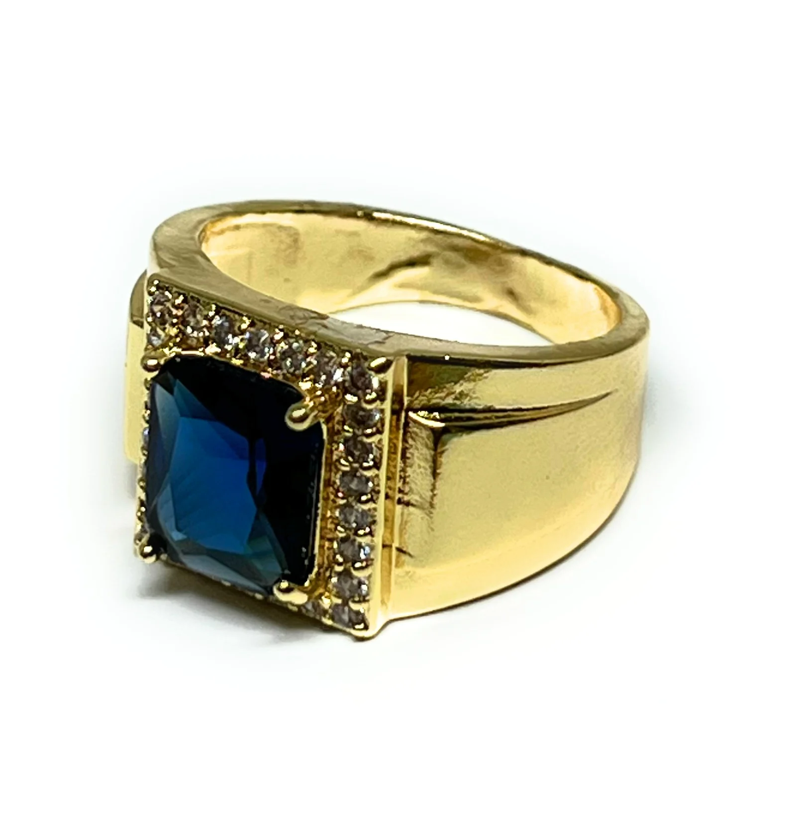 Men's Gold Plated Single Stone Cubic Zirconia Ring Anillo - Image 9