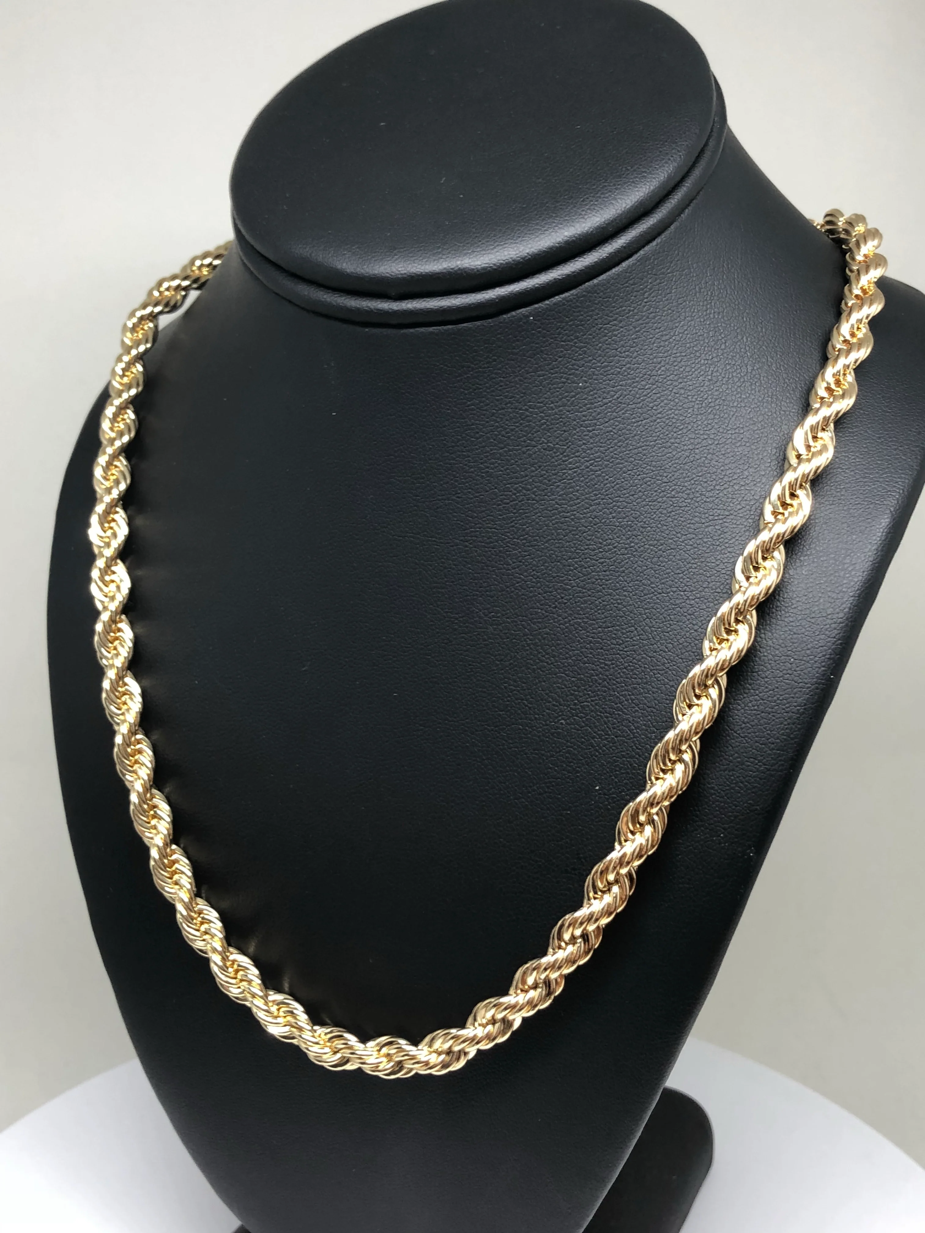 Men's Large Hip Hop 24-30 Inch Rope Chain Gold Plated 3.5-6mm Width - Image 4