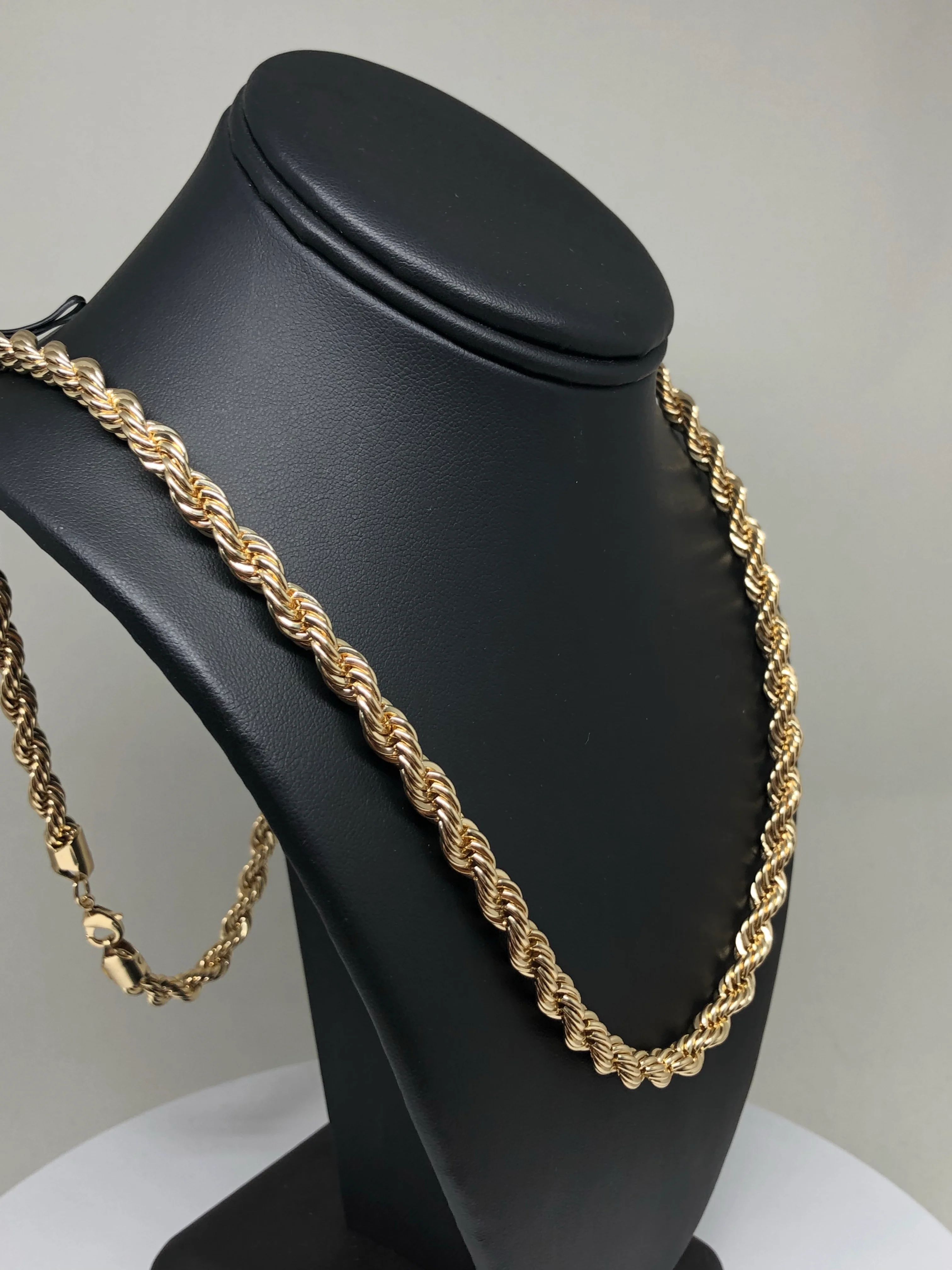 Men's Large Hip Hop 24-30 Inch Rope Chain Gold Plated 3.5-6mm Width - Image 9