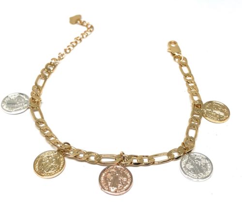 San Benito Pulsera Saint Benedict Bracelet Oro laminado 7.5" Tres Colores - Image 5