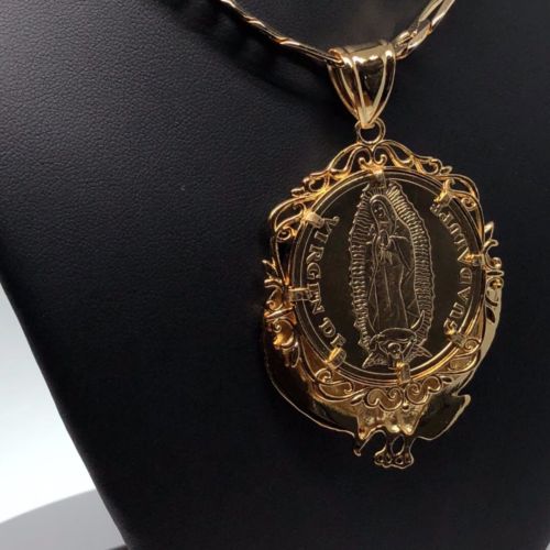 Gold Plated San Judas Tadeo Virgen Centenario Pendant Necklace - Image 10