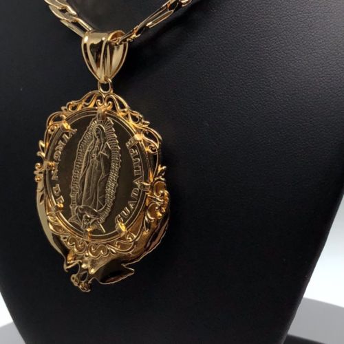 Gold Plated San Judas Tadeo Virgen Centenario Pendant Necklace - Image 11