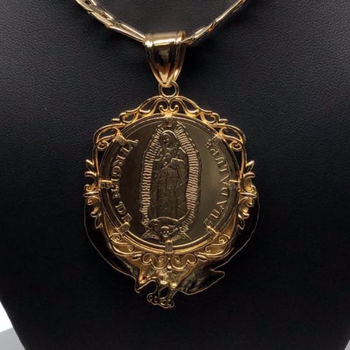 Gold Plated San Judas Tadeo Virgen Centenario Pendant Necklace - Image 12