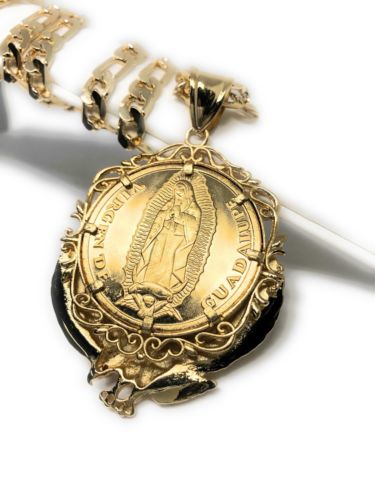 Gold Plated San Judas Tadeo Virgen Centenario Pendant Necklace - Image 3