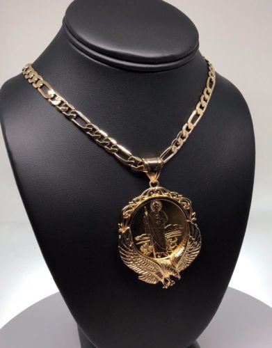 Gold Plated San Judas Tadeo Virgen Centenario Pendant Necklace - Image 6