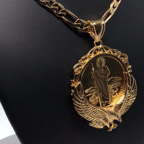 Gold Plated San Judas Tadeo Virgen Centenario Pendant Necklace - Image 7