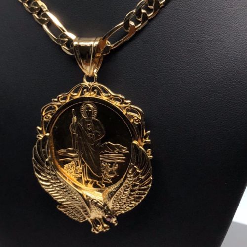 Gold Plated San Judas Tadeo Virgen Centenario Pendant Necklace - Image 9