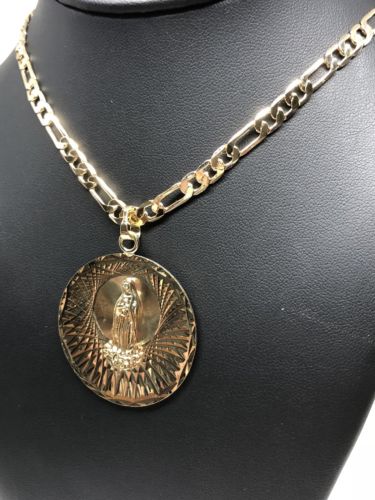 Gold Plated Virgin Mary Pendant 26" Chain / Virgen Guadalupe Medalla Pendant Necklace Chain 26" Cadena Oro laminado - Image 10