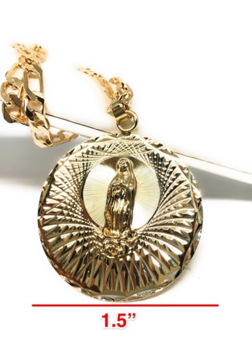 Gold Plated Virgin Mary Pendant 26" Chain / Virgen Guadalupe Medalla Pendant Necklace Chain 26" Cadena Oro laminado - Image 2