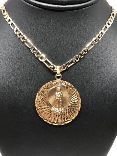 Gold Plated Virgin Mary Pendant 26" Chain / Virgen Guadalupe Medalla Pendant Necklace Chain 26" Cadena Oro laminado - Image 5