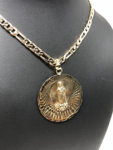 Gold Plated Virgin Mary Pendant 26" Chain / Virgen Guadalupe Medalla Pendant Necklace Chain 26" Cadena Oro laminado - Image 6