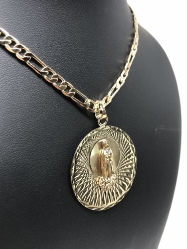 Gold Plated Virgin Mary Pendant 26" Chain / Virgen Guadalupe Medalla Pendant Necklace Chain 26" Cadena Oro laminado - Image 7