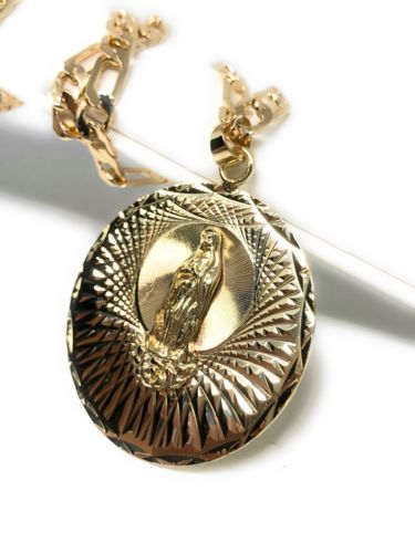 Gold Plated Virgin Mary Pendant 26" Chain / Virgen Guadalupe Medalla Pendant Necklace Chain 26" Cadena Oro laminado - Image 8