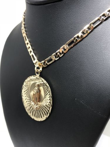 Gold Plated Virgin Mary Pendant 26" Chain / Virgen Guadalupe Medalla Pendant Necklace Chain 26" Cadena Oro laminado - Image 9