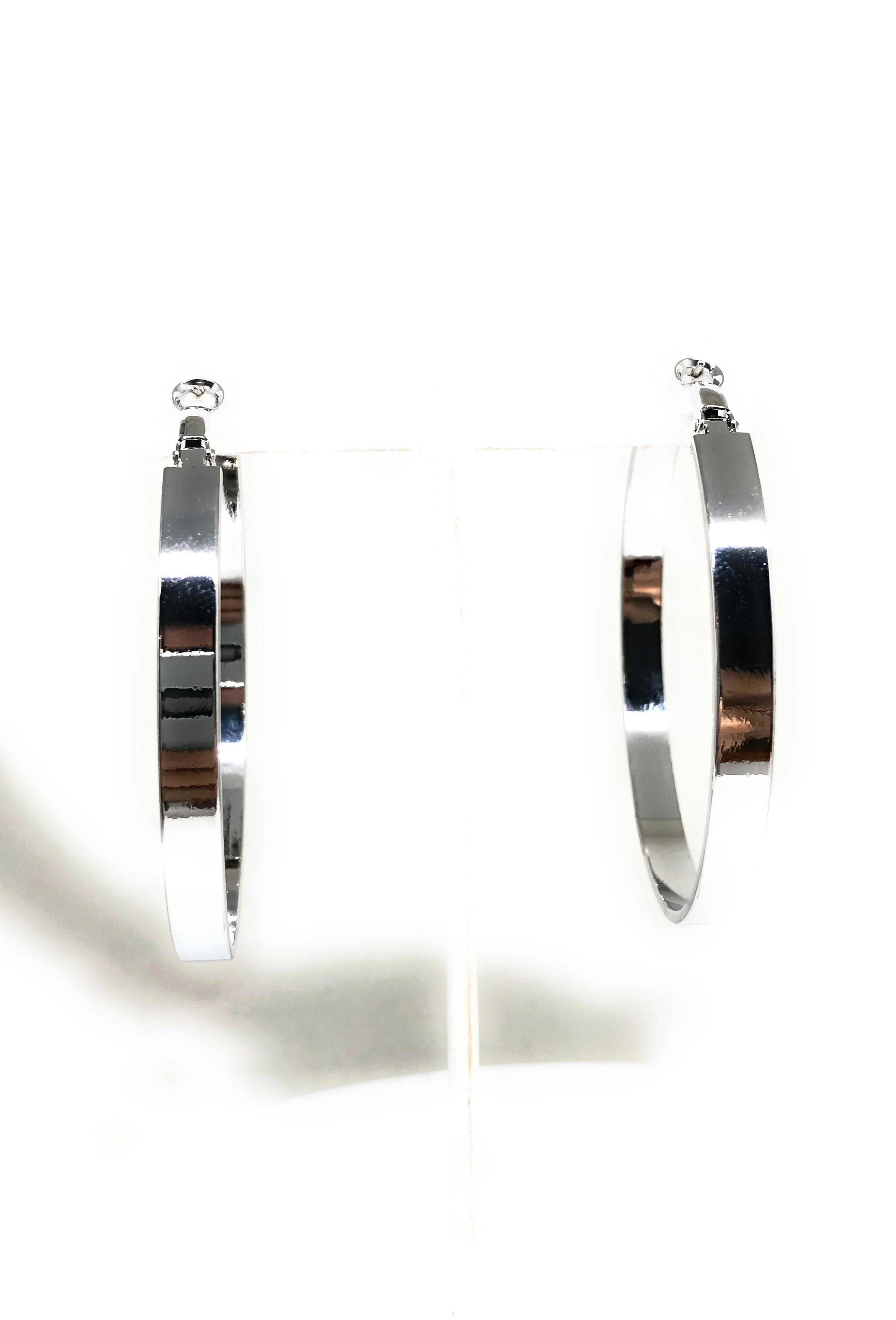 White Gold Plated Double Hoop Earrings CZ Stones Aretes Arracadas - Image 7