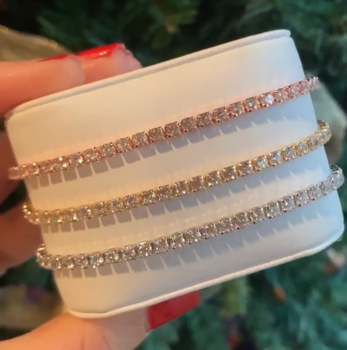 Gold Plated Cubic Zirconia Baguette Adjustable Tennis Bracelet 8” Box Chain - Image 4
